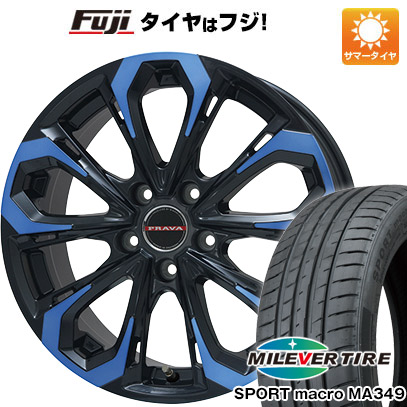 【新品国産車用5穴114.3】 夏タイヤ ホイール4本セット 255/35R20 ミレバー スポーツマクロ MA349(限定) ビッグウエイ レイシーン プラバ5X(ブルークリア) 8.5J 20インチ(送料無料)