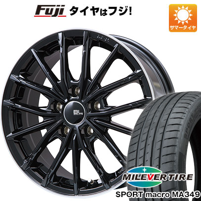 【新品国産車用5穴114.3】 夏タイヤ ホイール4本セット 235/55R18 ミレバー スポーツマクロ MA349(限定) ブランドルライン DF-10M グロスブラック/リムポリッシュ 7.5J 18インチ(送料無料)|フジ スペシャルセレクション