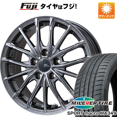 【新品国産車用5穴114.3】 夏タイヤ ホイール4本セット 205/55R17 ミレバー スポーツマクロ MA349（限定） ブランドルライン DF-10M ハイパーグレー 7J 17インチ(送料無料)
