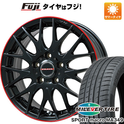 【新品】シエンタ 2015-22 夏タイヤ ホイール4本セット 195/50R16 ミレバー スポーツマクロ MA349（限定） ビッグウエイ レイシーン プラバ9MJrII グロスブラック/レッドリム 6.5J 16インチ(送料無料)