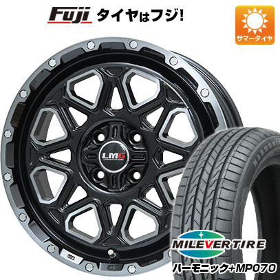 【新品 軽自動車】N-BOX タント スペーシア 夏タイヤ ホイール4本セット 165/55R15 ミレバー ハーモニック プラス MP070(限定) レアマイスター LMG モンタグナ(ブラックポリッシュ/ブラッククリア) 4.5J 15インチ(送料無料)