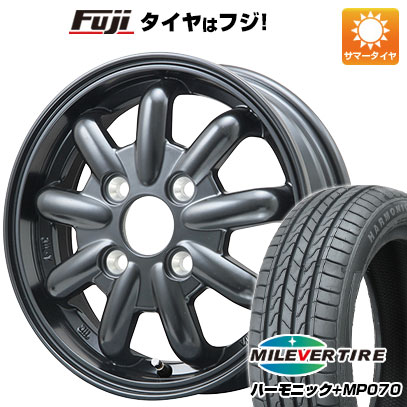 【新品 軽自動車】N-BOX タント スペーシア 夏タイヤ ホイール4本セット 165/55R15 ミレバー ハーモニック プラス MP070(限定) ブランドルライン ストレンジャーKST-9改 ブラック 4.5J 15インチ(送料無料)