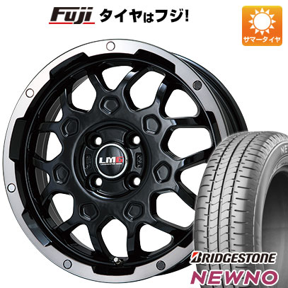 【新品 軽自動車】N-BOX タント スペーシア 夏タイヤ ホイール4本セット 155/65R14 ブリヂストン ニューノ(限定) レアマイスター LMG MS-9W ブラック/ブラッククリアリム 14インチ(送料無料)｜フジ スペシャルセレクション