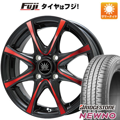 【新品 軽自動車】N-BOX タント スペーシア 夏タイヤ ホイール4本セット 155/65R14 ブリヂストン ニューノ(限定) プレミックス アマルフィV Jr(ブラックポリッシュ/レッドクリア) 14インチ(送料無料)|フジ スペシャルセレクション