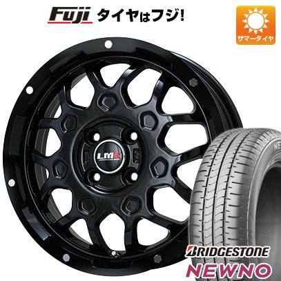 【新品 軽自動車】N-BOX タント スペーシア 夏タイヤ ホイール4本セット 155/65R14 ブリヂストン ニューノ(限定) レアマイスター LMG MS-9W グロスブラック 14インチ(送料無料)｜フジ スペシャルセレクション 38,415円