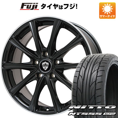 【パンク保証付き】【新品国産車用5穴114.3】 夏タイヤ ホイール4本セット 215/40R18 ニットー NT555 G2 エルベ エステローザ MZV ブラックリムポリッシュ 7.5J 18インチ(送料無料)｜フジ スペシャルセレクション 86,900円