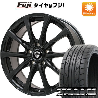 【パンク保証付き】【新品国産車用5穴100】 夏タイヤ ホイール4本セット 215/40R18 ニットー NT555 G2 エルベ エステローザ FSV グロスブラック 7.5J 18インチ(送料無料)