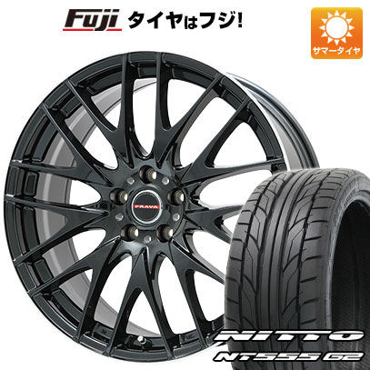 【パンク保証付き】【新品国産車用5穴100】 夏タイヤ ホイール4本セット 225/40R19 ニットー NT555 G2 ビッグウエイ レイシーン プラバ9M(グロスブラック/リムポリッシュ) 8J 19インチ(送料無料)