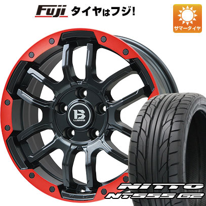 【パンク保証付き】【新品国産車用5穴114.3】 夏タイヤ ホイール4本セット 225/45R18 ニットー NT555 G2 ビッグウエイ B-LUGNAS FRD(マットブラック/レッドリム) 7.5J 18インチ(送料無料)