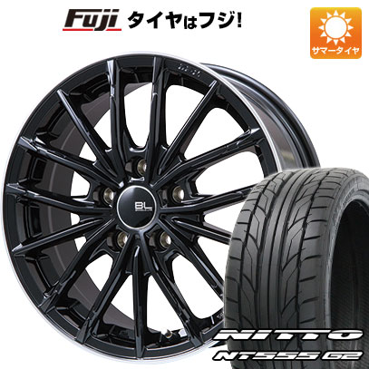 【パンク保証付き】【新品国産車用5穴114.3】 夏タイヤ ホイール4本セット 215/40R18 ニットー NT555 G2 ブランドルライン DF-10M グロスブラック/リムポリッシュ 7.5J 18インチ(送料無料)