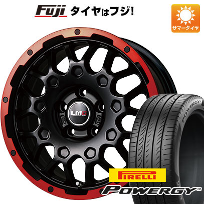 【新品国産車用5穴114.3】 夏タイヤ ホイール4本セット 225/55R18 ピレリ パワジー レアマイスター LMG MS-9W マットブラックレッドリム 7.5J 18インチ(送料無料)