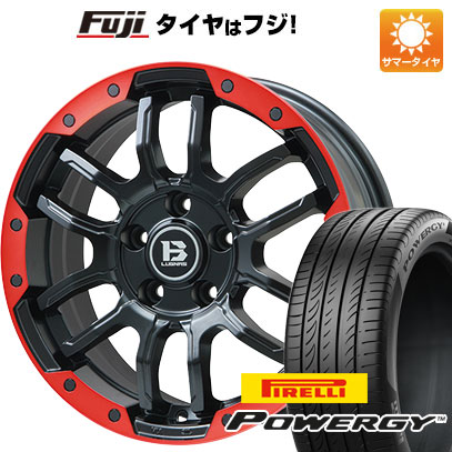【新品国産車用5穴114.3】 夏タイヤ ホイール4本セット 205/55R17 ピレリ パワジー ビッグウエイ B-LUGNAS FRD(マットブラック/レッドリム) 7J 17インチ(送料無料)|フジ スペシャルセレクション