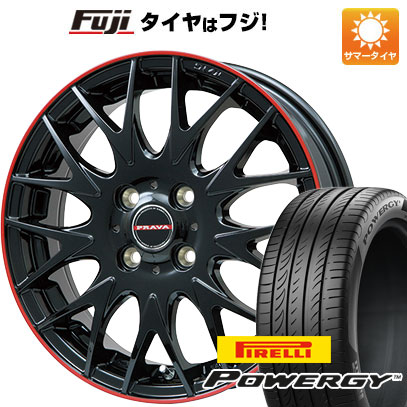 【新品国産車用5穴114.3】 夏タイヤ ホイール4本セット 205/65R15 ピレリ パワジー ビッグウエイ レイシーン プラバ9MJrII グロスブラック/レッドリム 6J 15インチ(送料無料)|フジ スペシャルセレクション