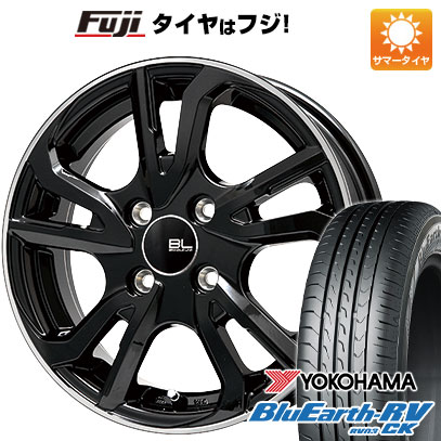 【パンク保証付き】【新品国産車用4穴100】 夏タイヤ ホイール4本セット 185/70R14 ヨコハマ ブルーアース RV-03CK ブランドルライン レツィオ ブラックリムポリッシュ 5.5J 14インチ(送料無料)
