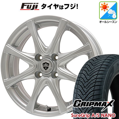 【新品 軽自動車】N-BOX タント スペーシア オールシーズンタイヤ ホイール4本セット 165/55R15 グリップマックス シュアグリップ オールシーズン ナノ(限定) エルベ エステローザ FSV シルバー 4.5J 15インチ(送料無料)