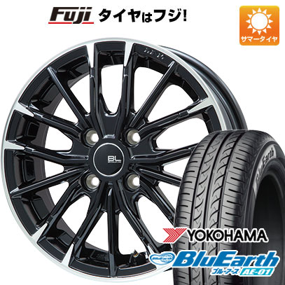 【新品 軽自動車】ハスラー デリカミニ(4WD) 夏タイヤ ホイール4本セット 165/60R15 ヨコハマ ブルーアース AE-01 ブランドルライン DF-10M グロスブラック/カットスポーク 4.5J 15インチ(送料無料)｜フジ スペシャルセレクション
