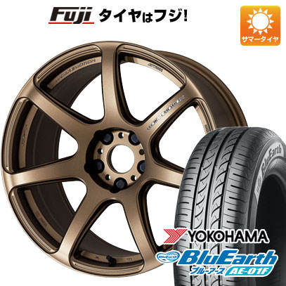 【新品国産車用4穴100】 夏タイヤ ホイール4本セット 195/55R16 ヨコハマ ブルーアース AE-01F WORK ワーク エモーション T7R 6.5J 16インチ(送料無料)