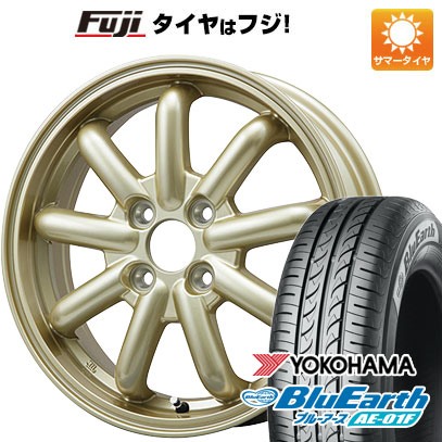 【新品 軽自動車】ソリオ ハスラー 夏タイヤ ホイール4本セット 165/70R14 ヨコハマ ブルーアース AE-01F ブランドルライン ストレンジャーKST-9改 ゴールド 4.5J 14インチ(送料無料)｜フジ スペシャルセレクション