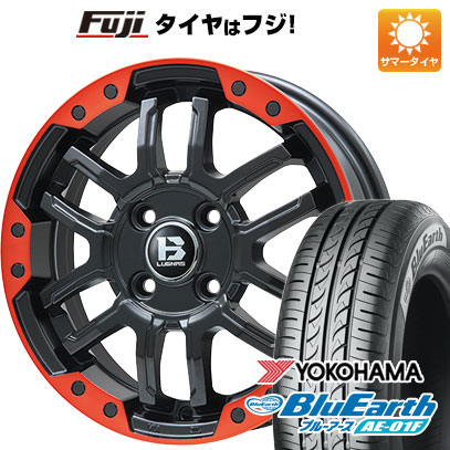 【新品国産車用4穴100】 夏タイヤ ホイール4本セット 195/55R16 ヨコハマ ブルーアース AE-01F ビッグウエイ B-LUGNAS FRD(マットブラック/レッドリム) 6.5J 16インチ(送料無料)
