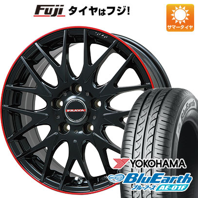 【新品】シエンタ 2022- 夏タイヤ ホイール4本セット 195/55R16 ヨコハマ ブルーアース AE-01F ビッグウエイ レイシーン プラバ9MJrII グロスブラック/レッドリム 6.5J 16インチ(送料無料)|フジ スペシャルセレクション