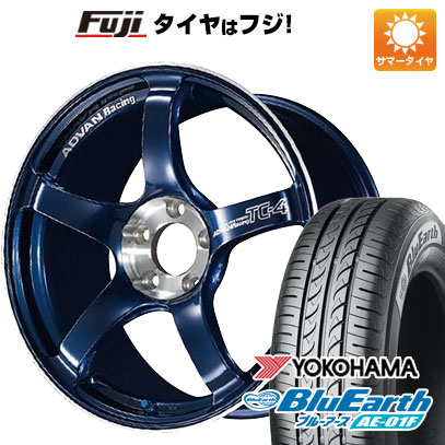 【新品国産車用4穴100】 夏タイヤ ホイール4本セット 185/55R16 ヨコハマ ブルーアース AE-01F ヨコハマ アドバンレーシング TC-4 SE 6.5J 16インチ(送料無料)
