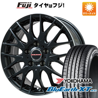 【新品国産車用5穴114.3】 夏タイヤ ホイール4本セット 205/65R16 ヨコハマ ブルーアース XT AE61 ビッグウエイ レイシーン プラバ9MJrII グロスブラック/リムポリッシュ 6.5J 16インチ(送料無料)|フジ スペシャルセレクション