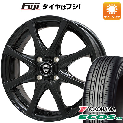 日本製【新品 軽自動車】 夏タイヤ ホイール4本セット 165/55R14 ヨコハマ エコス ES31 エルベ エステローザ FSV グロスブラック 4.5J 14インチ(送料無料)