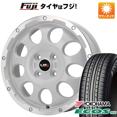 日本製【新品 軽自動車】N-BOX タント スペーシア 夏タイヤ ホイール4本セット 165/55R15 ヨコハマ エコス ES31 レアマイスター LMG CS-9 ホワイトリムポリッシュ 4.5J 15インチ(送料無料)