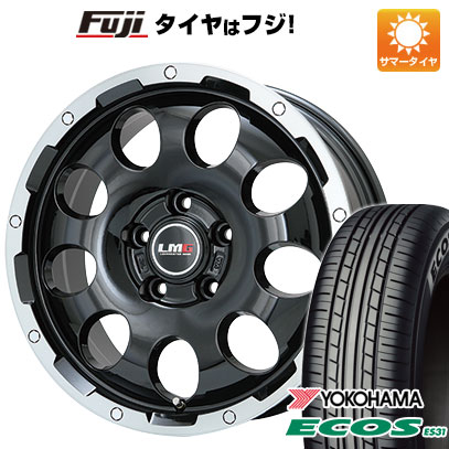 日本製【新品 軽自動車】N-BOX タント スペーシア 夏タイヤ ホイール4本セット 165/55R15 ヨコハマ エコス ES31 レアマイスター LMG CS-9 ブラック/ブラッククリアリム 15インチ(送料無料)