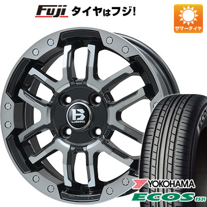 日本製【新品 軽自動車】N-BOX タント スペーシア 夏タイヤ ホイール4本セット 165/55R15 ヨコハマ エコス ES31 ビッグウエイ B-LUGNAS FRD(ブラックポリッシュ/ブラッククリア) 4.5J 15インチ(送料無料)