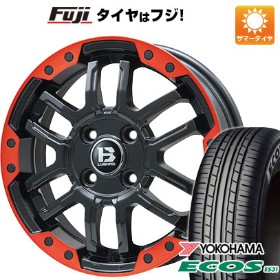 日本製【新品 軽自動車】 夏タイヤ ホイール4本セット 165/55R14 ヨコハマ エコス ES31 ビッグウエイ B-LUGNAS FRD(マットブラック/レッドリム) 4.5J 14インチ(送料無料)｜フジ スペシャルセレクション
