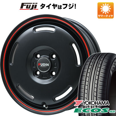 日本製【新品 軽自動車】N-BOX タント スペーシア 夏タイヤ ホイール4本セット 165/55R15 ヨコハマ エコス ES31 プレミックス プディン(マットブラック/レッドライン) 4.5J 15インチ(送料無料)