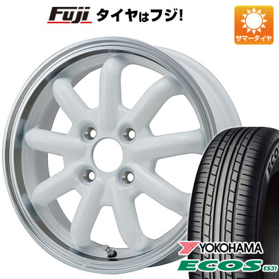 日本製【新品 軽自動車】 夏タイヤ ホイール4本セット 165/55R14 ヨコハマ エコス ES31 ブランドルライン ストレンジャーKST-9改 ホワイト/リムポリッシュ 4.5J 14インチ(送料無料)
