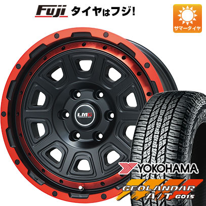 【新品国産車用6穴139.7】 夏タイヤ ホイール4本セット 285/70R17 ヨコハマ ジオランダー A/T G015 OWL/RBL レアマイスター LMG DS-10 マットブラック/レッドリム 7.5J 17インチ(送料無料)