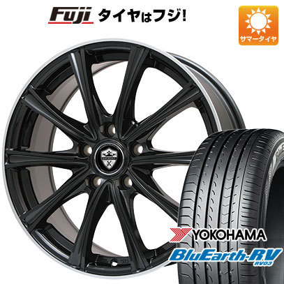 【パンク保証付き】【新品国産車用5穴114.3】 夏タイヤ ホイール4本セット 225/60R18 ヨコハマ ブルーアース RV-03 エルベ エステローザ MZV ブラックリムポリッシュ 7.5J 18インチ(送料無料)|フジ スペシャルセレクション