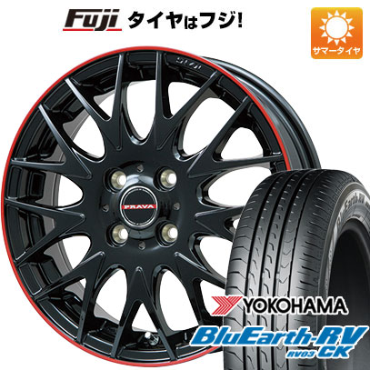 【パンク保証付き】【新品国産車用4穴100】 夏タイヤ ホイール4本セット 175/65R15 ヨコハマ ブルーアース RV-03CK ビッグウエイ レイシーン プラバ9MJrII グロスブラック/レッドリム 6J 15インチ(送料無料)|フジ スペシャルセレクション