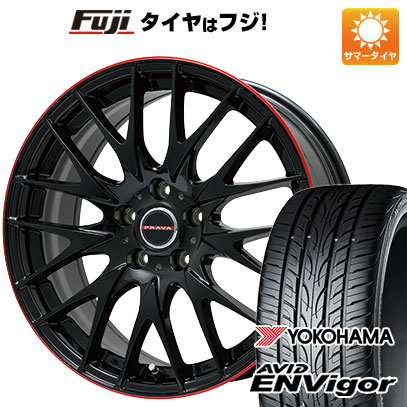 【新品国産車用5穴114.3】 夏タイヤ ホイール4本セット 245/40R20 ヨコハマ エイビッド エンビガーS321 ビッグウエイ レイシーン プラバ9M(グロスブラック/レッドリム) 8.5J 20インチ(送料無料)