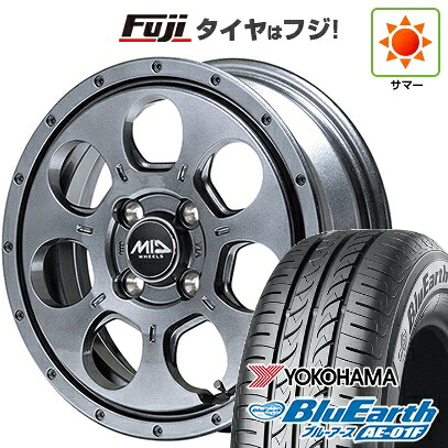 【新品 軽自動車】ソリオ ハスラー 夏タイヤ ホイール4本セット 165/70R14 ヨコハマ ブルーアース AE-01F MID WHEELS マッドエージェント 4.5J 14インチ(送料無料)｜フジ スペシャルセレクション