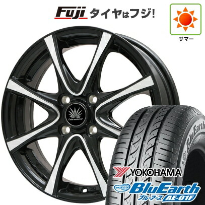 【新品】フィット 夏タイヤ ホイール4本セット 185/60R15 ヨコハマ ブルーアース AE-01F プレミックス アマルフィV Jr(ブラックポリッシュ) 6J 15インチ(送料無料)