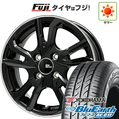 【新品】フィット 夏タイヤ ホイール4本セット 185/60R15 ヨコハマ ブルーアース AE-01F ブランドルライン レツィオ ブラックリムポリッシュ 6J 15インチ(送料無料)