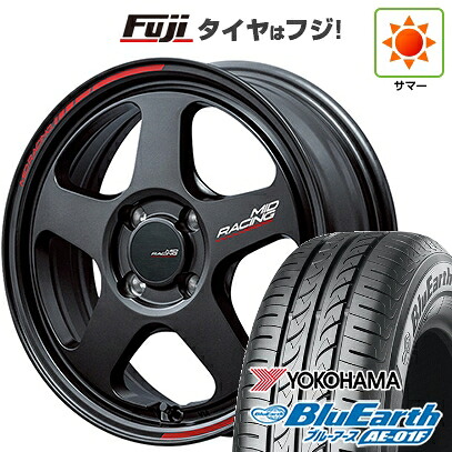 【新品国産車用4穴100】 夏タイヤ ホイール4本セット 195/55R16 ヨコハマ ブルーアース AE-01F MID WHEELS MID RACING TR50 6J 16インチ(送料無料)