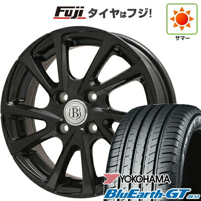【新品】フィット 夏タイヤ ホイール4本セット 185/60R15 ヨコハマ ブルーアース GT AE51 ブランドルライン ボレアノ10 パールブラック 5.5J 15インチ(送料無料)
