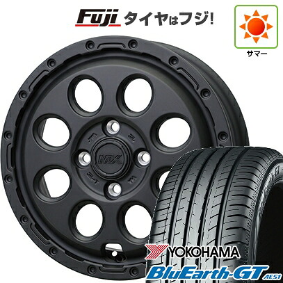 【新品国産車用4穴100】 夏タイヤ ホイール4本セット 185/65R14 ヨコハマ ブルーアース GT AE51 ホットスタッフ マッドクロス リーコン 5J 14インチ(送料無料)
