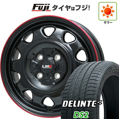 【新品 軽自動車】タフト ソリオ 夏タイヤ ホイール4本セット 165/65R15 デリンテ DS2(限定) レアマイスター LMG OFF-STYLE(グロスブラック/レッドリム) 4.5J 15インチ(送料無料)