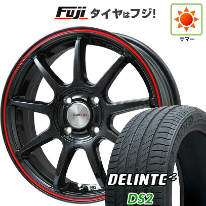 【新品国産車用4穴100】 夏タイヤ ホイール4本セット 185/60R15 デリンテ DS2(限定) レアマイスター LMスポーツ LM-QR グロスブラック/レッドライン 6J 15インチ(送料無料)