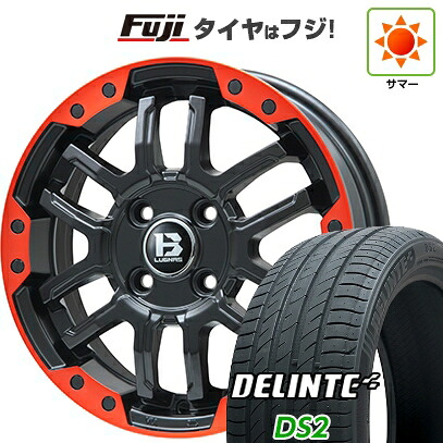【新品 軽自動車】エブリイワゴン 夏タイヤ ホイール4本セット 165/60R14 デリンテ DS2(限定) ビッグウエイ B-LUGNAS FRD(マットブラック/レッドリム) 4.5J 14インチ(送料無料)