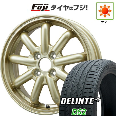 【新品 軽自動車】N-BOX タント スペーシア 夏タイヤ ホイール4本セット 155/65R14 デリンテ DS2(限定) ブランドルライン ストレンジャーKST-9改 ゴールド 4.5J 14インチ(送料無料)｜フジ スペシャルセレクション