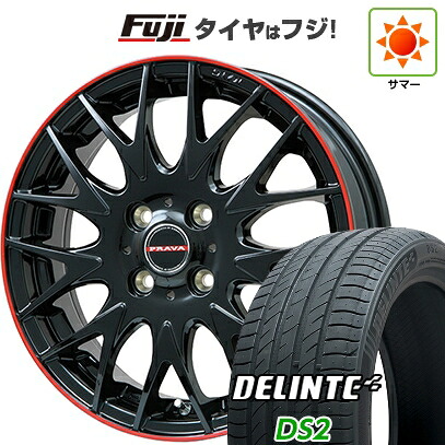 【新品国産車用4穴100】 夏タイヤ ホイール4本セット 185/60R15 デリンテ DS2(限定) ビッグウエイ レイシーン プラバ9MJrII グロスブラック/レッドリム 6J 15インチ(送料無料)｜フジ スペシャルセレクション