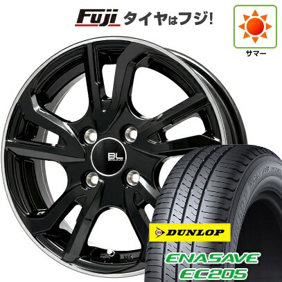 【新品国産車用4穴100】 夏タイヤ ホイール4本セット 185/55R16 ダンロップ エナセーブ EC205 ブランドルライン レツィオ ブラックリムポリッシュ 6.5J 16インチ(送料無料)