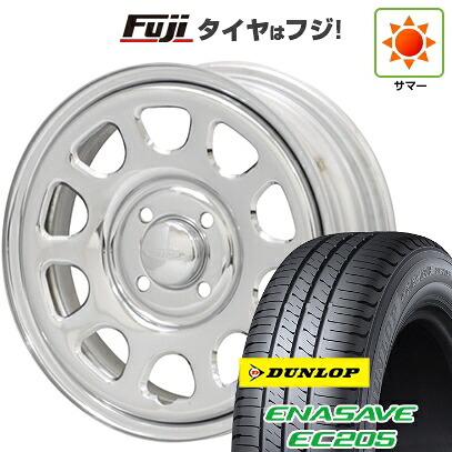 【新品国産車用4穴100】 夏タイヤ ホイール4本セット 175/70R14 ダンロップ エナセーブ EC205 モリタ デイトナズ クローム 6J 14インチ(送料無料)